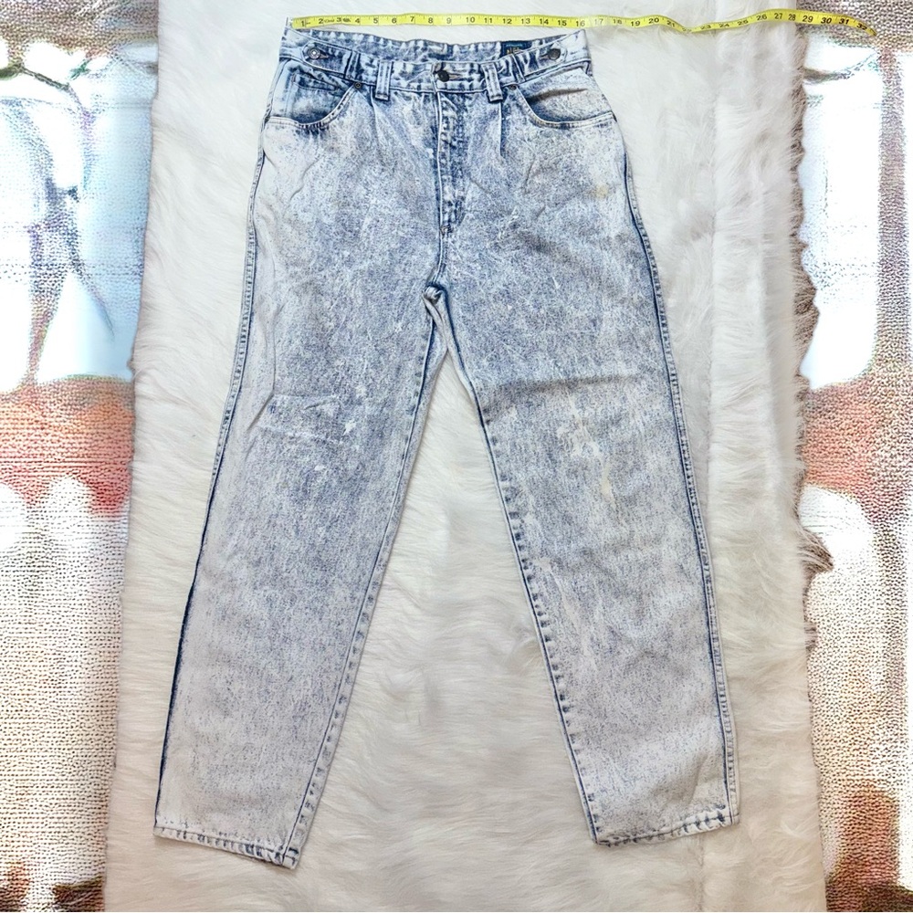 Vtg 80s Seattle Blues Acid Wash Jeans High Rise Mom Tapered Leg USA Made Size 34